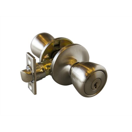 Design House Terrace Satin Nickel Keyed Entry Door Knob with Universal 6-Way Latch 728394